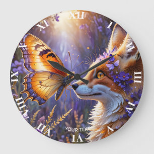 Reloj Redondo Grande Flores Fox Fantasy Cute Butterfly