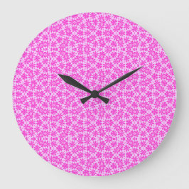 Reloj Redondo Grande Flores Fucsia