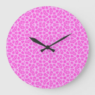 Reloj Redondo Grande Flores Fucsia