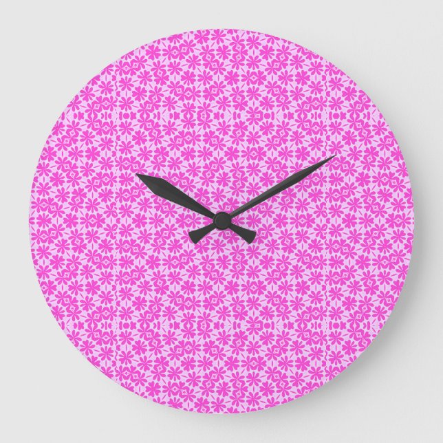Reloj Redondo Grande Flores Fucsia (Anverso)