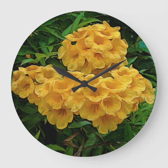 Reloj Redondo Grande Flores Ginger tropical amarillo Thomas (Anverso)