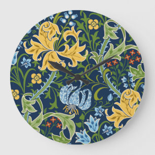 Reloj Redondo Grande Flores grandes florales: Vintage verde oscuro
