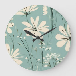 Reloj Redondo Grande Flores Groovy Daisy Groovy Blue Light