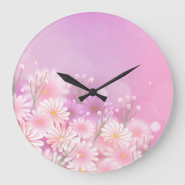 Reloj Redondo Grande flores hermosas (Anverso)