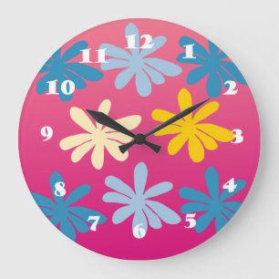 Reloj Redondo Grande Flores hippie grandes