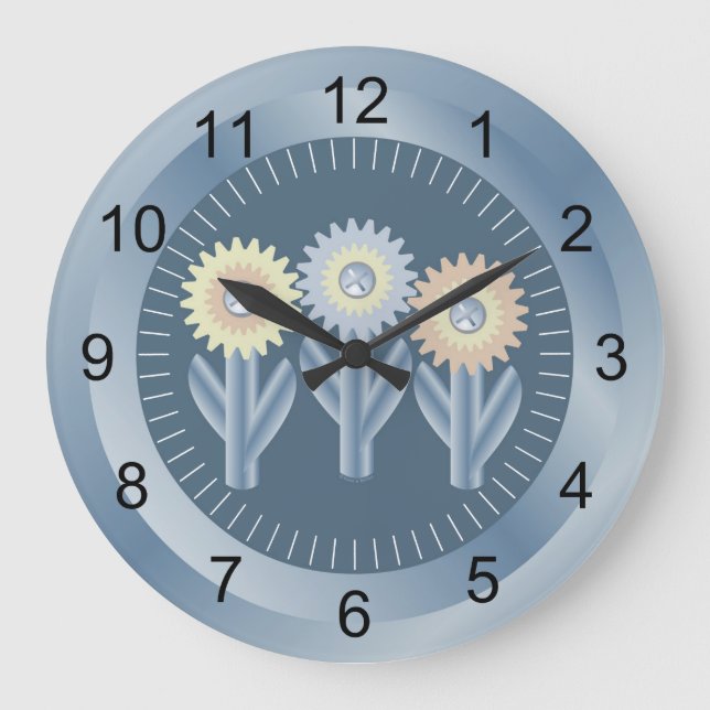 Reloj Redondo Grande Flores mecánicas (Anverso)