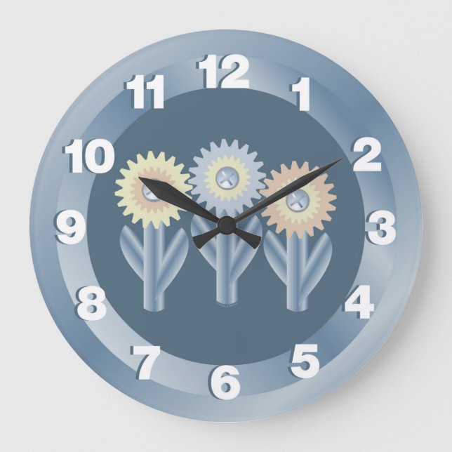 Reloj Redondo Grande Flores mecánicas (Anverso)
