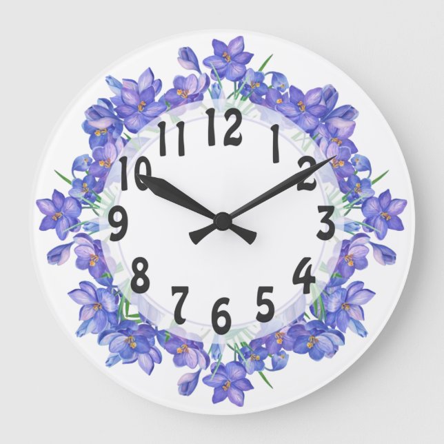 Reloj Redondo Grande Flores moradas (Anverso)