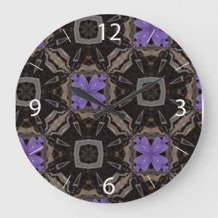 Reloj Redondo Grande Flores moradas