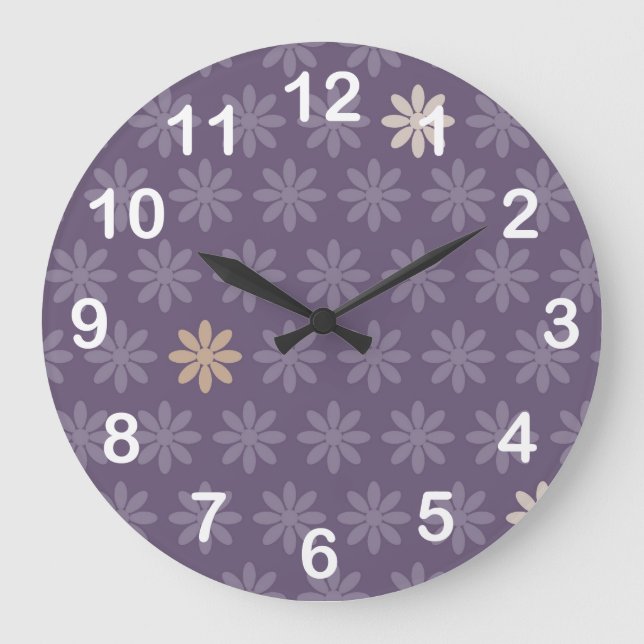 Reloj Redondo Grande Flores moradas (Anverso)