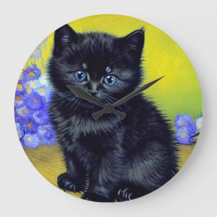 Reloj Redondo Grande Flores moradas de gato negro Van Gogh