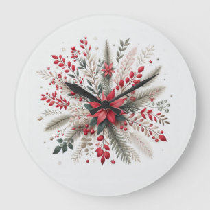 Reloj Redondo Grande Flores navidades