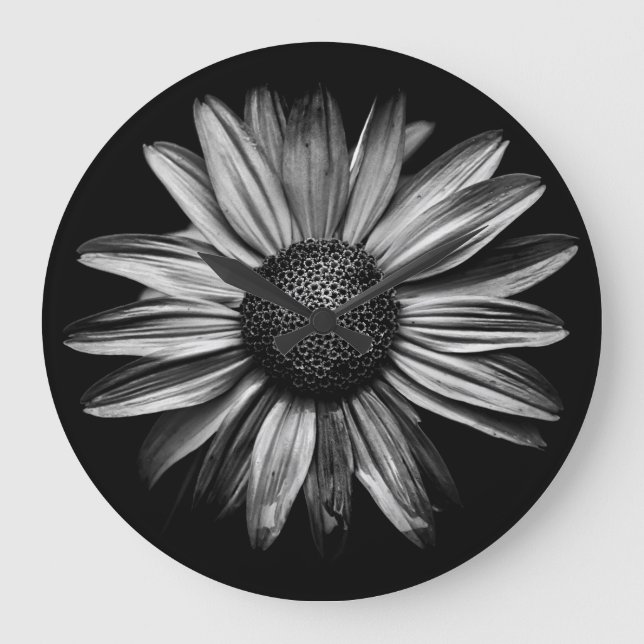 Reloj Redondo Grande Flores Negra Y Blanca 18 (Anverso)
