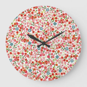 Reloj Redondo Grande Flores pequeñas, color calico sin costura