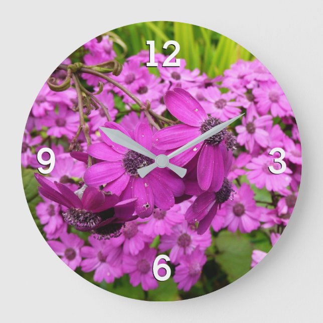 Reloj Redondo Grande Flores púrpuras de San Francisco (Anverso)
