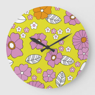Reloj Redondo Grande Flores Retro 1960