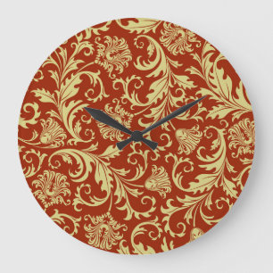 Reloj Redondo Grande Flores retro: fondo de patrón vintage.