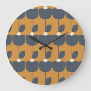 Reloj Redondo Grande Flores Retro Modernas: Geométricas Escandinavas.