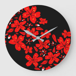 Reloj Redondo Grande Flores rojas