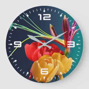 Reloj Redondo Grande Flores Rosas