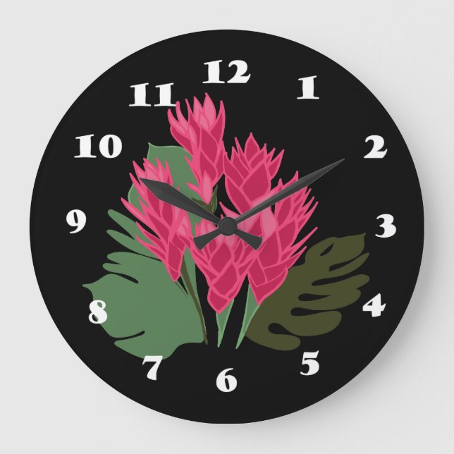 Reloj Redondo Grande Flores rosas (Anverso)
