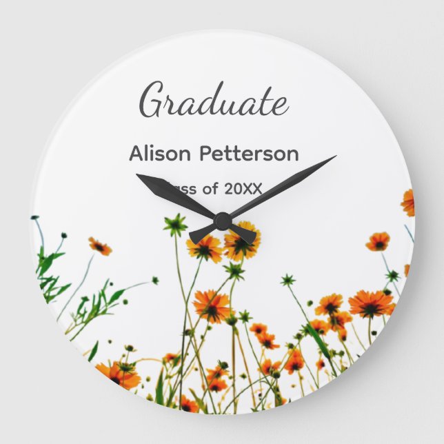 Reloj Redondo Grande flores silvestres amarillas modernas graduadas rús (Anverso)