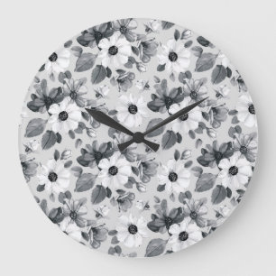 Reloj Redondo Grande Flores silvestres Bouquet acuarela Vintage Illustr