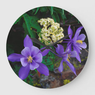 Reloj Redondo Grande Flores silvestres de Aquilegia mutante