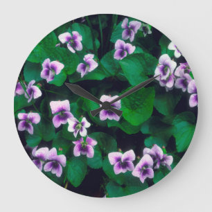 Reloj Redondo Grande Flores silvestres en el bosque