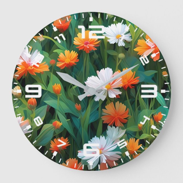 Reloj Redondo Grande Flores silvestres en el campo 20632 (Anverso)