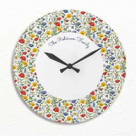 Reloj Redondo Grande Flores Silvestres Redondas Florales Verano Brillan