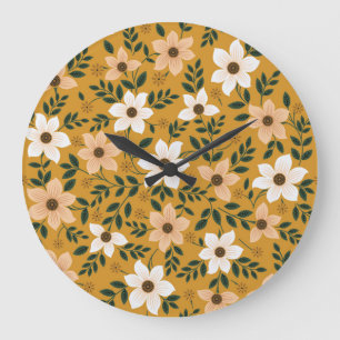 Reloj Redondo Grande Flores Tradicionales: Patrón sin soldadura de most