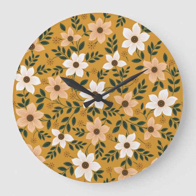 Reloj Redondo Grande Flores Tradicionales: Patrón sin soldadura de most (Anverso)