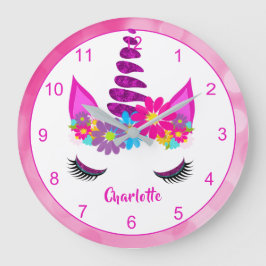 Reloj Redondo Grande Flores unicornias súper cutas chicas personalizada