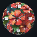 Reloj Redondo Grande Flores vibrantes rojas hibiscus-76894<br><div class="desc">Flores vibrantes rojas hibiscus-76894</div>