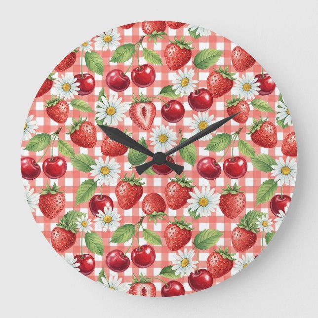 Reloj Redondo Grande Flores y Frutas (Anverso)