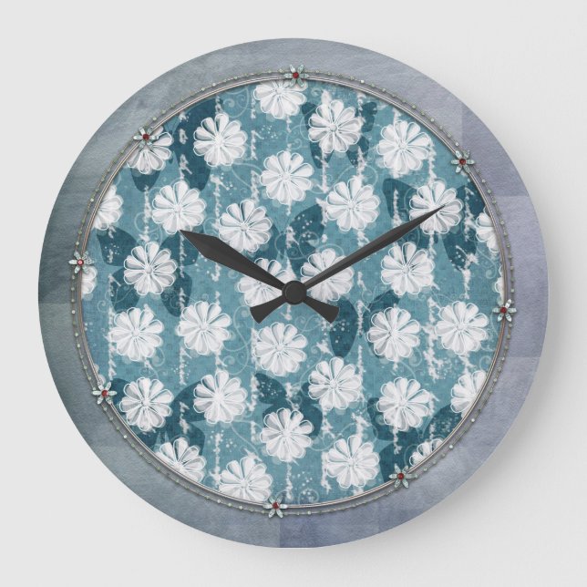 Reloj Redondo Grande Flores y mariposas inspiradas (Anverso)