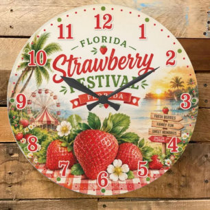 Reloj Redondo Grande Florida Strawberry Festival Farm Fair Coastal
