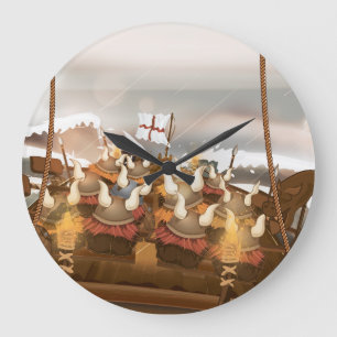 Reloj Redondo Grande Flota de Invasión Vikinga