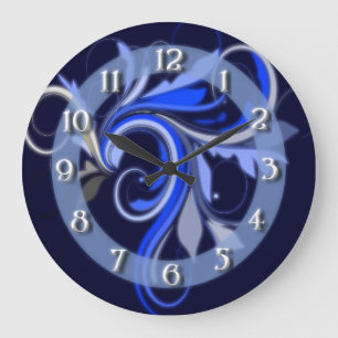 Reloj Redondo Grande Flourish azul