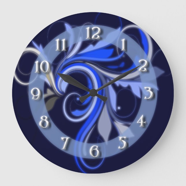 Reloj Redondo Grande Flourish azul (Anverso)