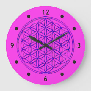 Reloj Redondo Grande Flower Of Life / Blume des Lebens - pink blue