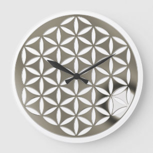 Reloj Redondo Grande FLOWER OF LIFE - punch - silver / Blume des Lebens