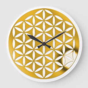Reloj Redondo Grande FLOWER OF LIFE - punched - gold / Blume des Lebens