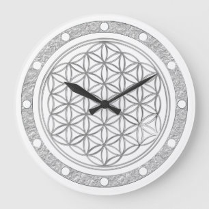 Reloj Redondo Grande FLOWER OF LIFE - silver - clock face ring