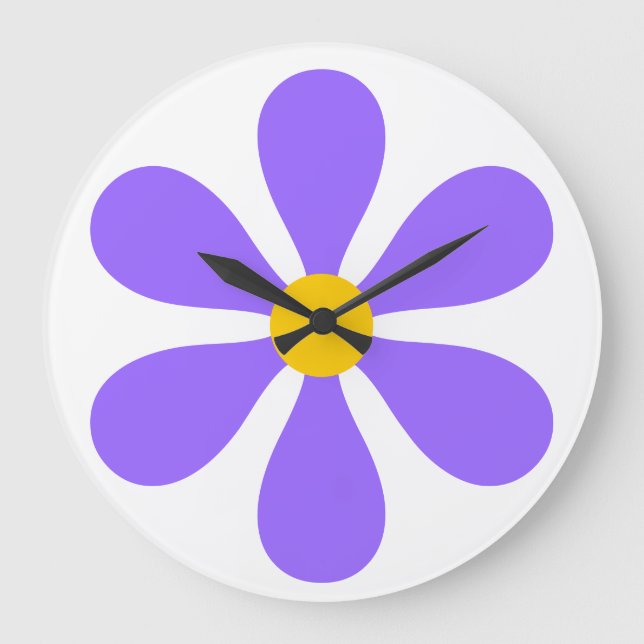 Reloj Redondo Grande Flower Power - morado (Anverso)