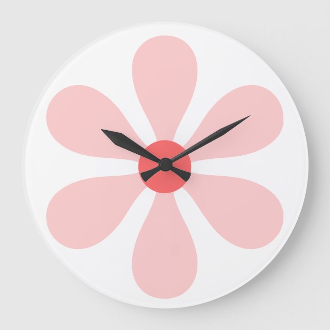 Reloj Redondo Grande Flower Power - rosa (Anverso)