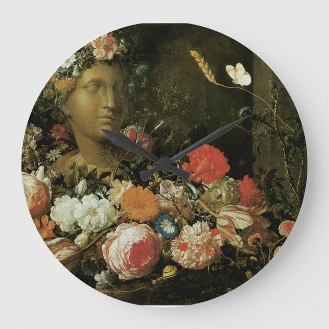 Reloj Redondo Grande Flowers Around a Classical Bust (Anverso)