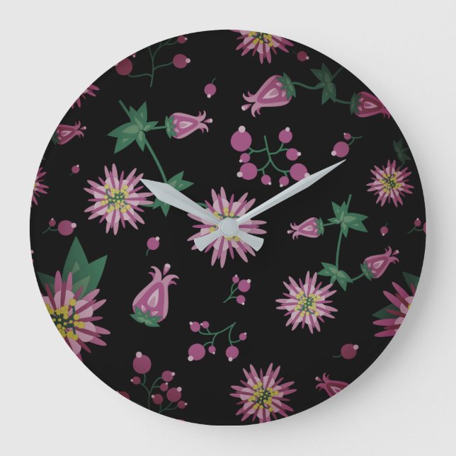 Reloj Redondo Grande Flowers & Berries Fog (Anverso)