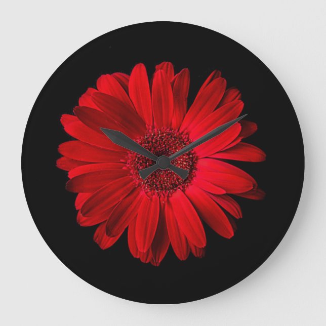 Reloj Redondo Grande Flowers | Red Gerbera Daisy (Anverso)